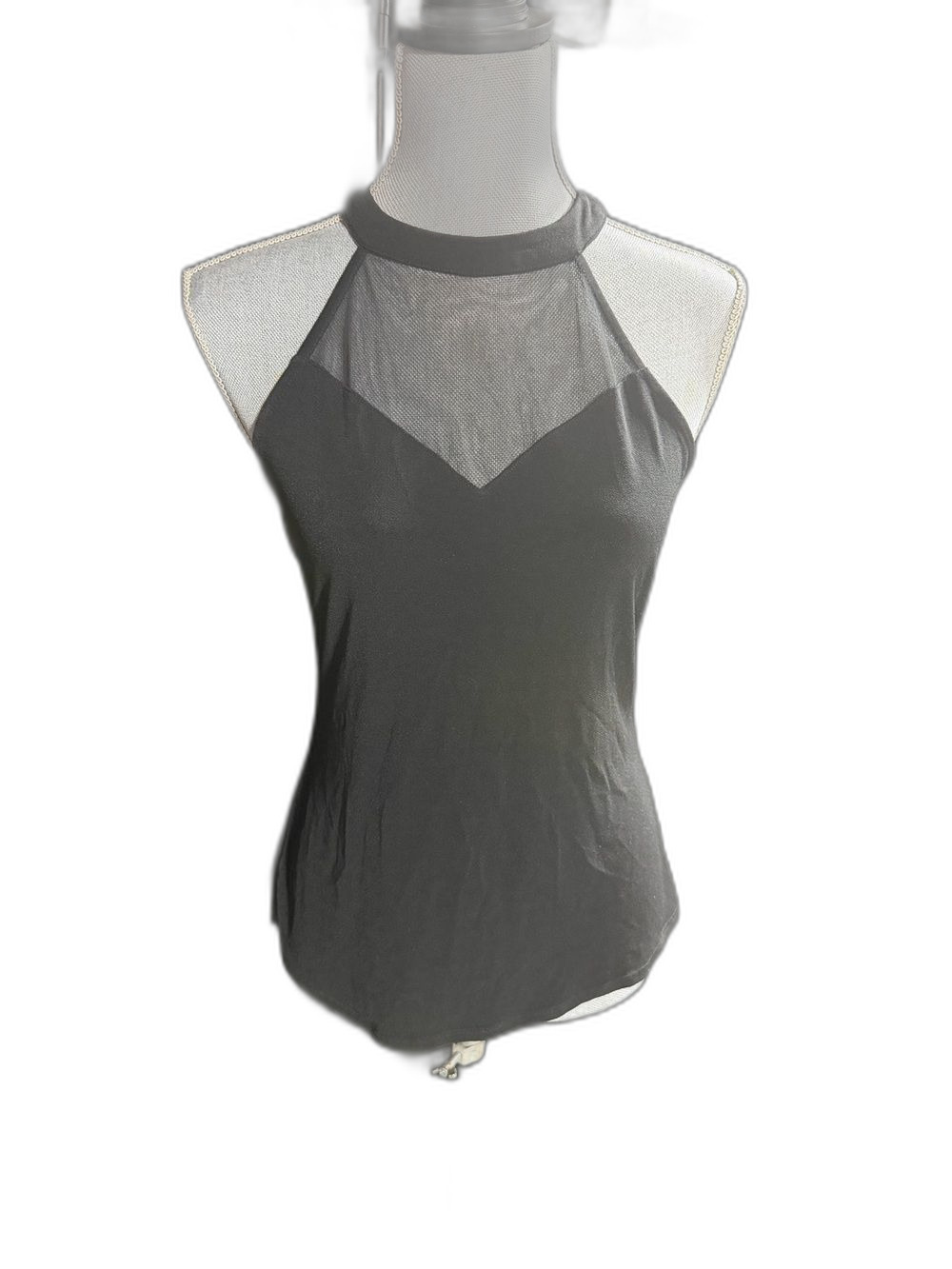 INC International Concepts Black Mesh Halter Tank Top